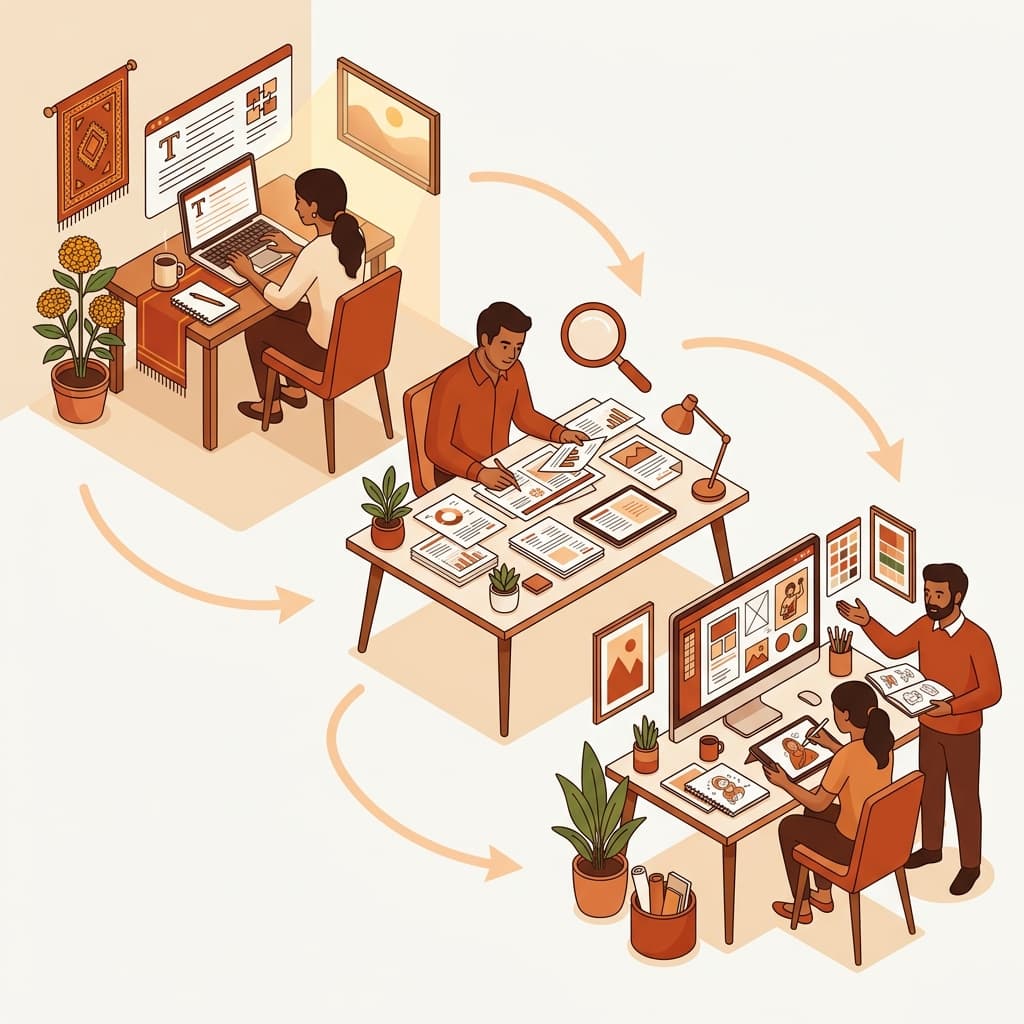How That's My Brief works: post a brief, get human-curated matches, hire and deliver